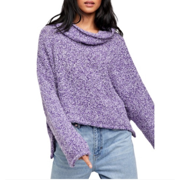 Free People Sweaters - Free People BFF Cowl Neck Sweater Fuzzy Knit Grape Hyacinth Purple NWT